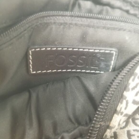 Canvas like crossbody Fossil bag. Black, Off white. - Picture 14 of 15